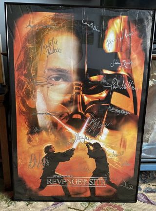 Entire Cast Signed Star Wars: Revenge Of The Sith Framed Poster