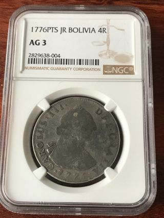 1776 Pts Jr Bolivia 4 Reales Ngc Ag3