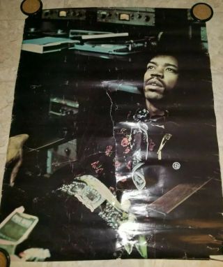 Vintage 1972 Jimi Hendrix In Studio Poster 32x41 Rare Thofra Guitar Og