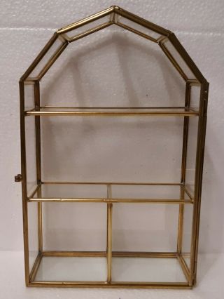 Vintage Small Glass & Brass Box Curio Display Cabinet