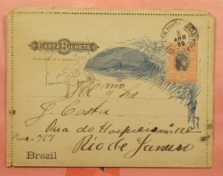 1899 Brazil Illustrated Letter Card Stationery To Rio De Janeiro
