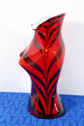 Murano Style Art Glass 12 " Hand Blown Cased Female Torso Bust Vase Near