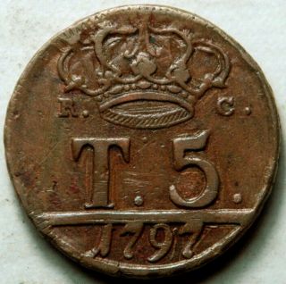 Kingdom Of Naples (italy) 5 Tornesi 1797 P - Rc