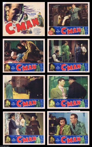 C - Man 1949 Vintage Us Lobby Card Set Dean Jagger Customs Agent Film Noir
