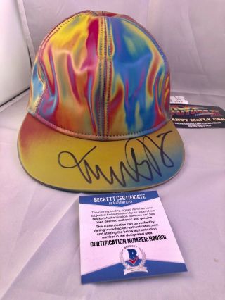 Michael J.  Fox Signed Autograph Back To The Future Ii 2 Marty Mcfly Hat Beckett