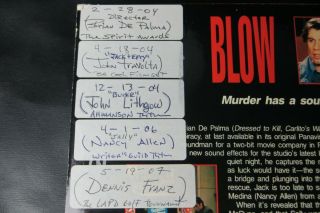 Blow Out Cast Signed Autograph Laserdisc Cover Travolta Brian DePalma JSA Z68711 3