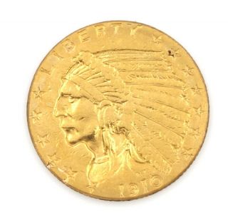 1910 United States $2.  50 Indian Head Quarter Eagle Gold Coin 6656 - 6