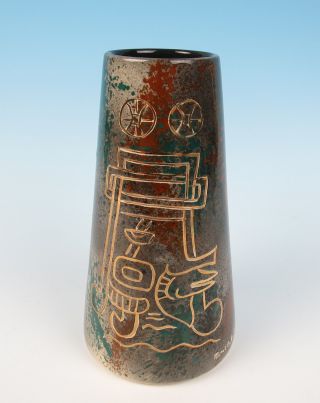 Marc Bellaire California Pottery Modernist Tiki Vase Mid - Century Modern Ca Mcm
