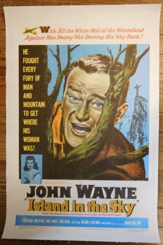 John Wayne In Island In The Sky - 1953 Wb - One - Sheet Linen Backed Movie Poster