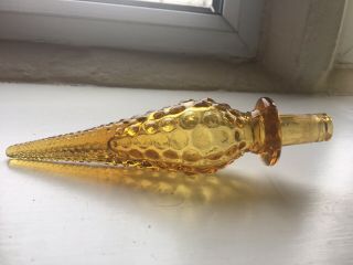 Yellow Amber Stopper Vintage Mcm Italian Empoli Glass Genie Bottle Decanter