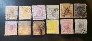 China Stamp Shanghai Small Dragon 1880s A Group Of 12 Stamps