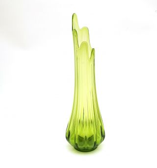 Tall Vintage Green L.  E.  Smith Viking Swung Stretch Mid - Century Modern Vase 21 "