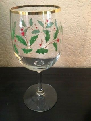 Lenox Christmas Holly Berry Set Of 12 Wine Goblets 7 1/4 " Tall