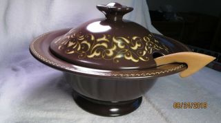 Rare Franciscan Jamoca 16 " Soup Tureen Or Punch Bowl Gold Brown Cond