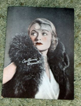 1930s Hollywood Fan Photo Tinted Lithograph Constance Bennett 626