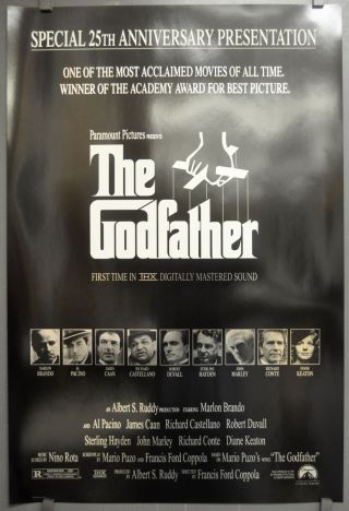 Godfather R1997 Orig 27x40 25th Anniversary Movie Poster Marlon Brando Al Pacino
