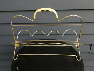 Vintage Mid Century Modern Gold Wire Metal Drink Glass Tumbler Rack Stand Bar