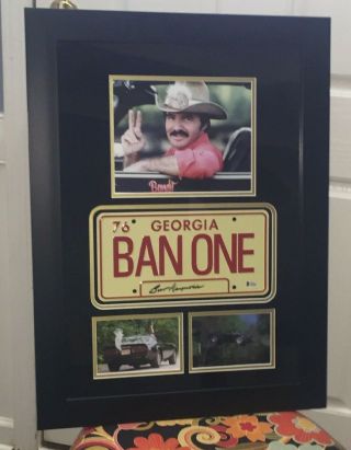 Burt Reynolds Signed Framed Smokey & The Bandit Banone License Plate Photos
