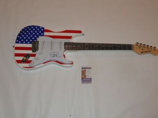Rick Springfield Signed Usa Flag Electric Guitar Jessie 