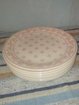 Set Of 8 Laura Ashley Petite Fleur Pink Dinner Plates 10 Inches Wide