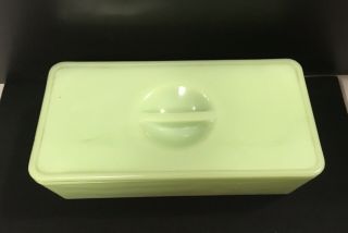 Vintage Jadeite Green Glass Refrigerator Dish with Lid McKee Depression Era USA 3