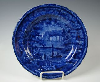 Dark Blue Staffordshire Transferware Plate Gunton Hall Norfolk Circa 1825