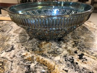 Vintage Indiana Blue Windsor Carnival Glass Serving Bowl