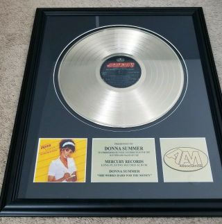 Donna Summer Aam Association Gold Record She Hard For The Money Framed