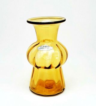 Vintage Blenko Hand Blown Glass Vase 704 In Wheat With Label