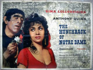 Hunchback Of Notre Dame English British Quad Bq Movie Poster 30 " X40 " 1957 Good
