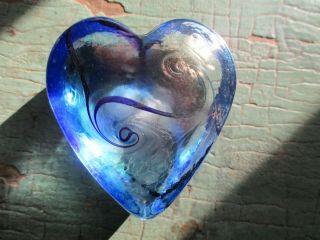 Robert Held Art Glass Heart Paperweight Iridescent