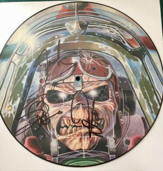 Iron Maiden Signed Autographed In Person Album Aces High Picture Disc By 3