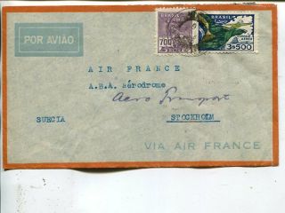 Brazil Air France Airmail Cover To Sweden 9.  2.  1935