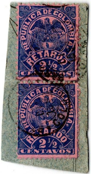 Colombia - Late Fee - 2.  50c Pair On Piece - Barranquilla - Sc I3 - 1898 - Rrr