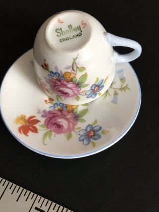 Vintage Or Antique Shelley England Tea Cup Saucer Set Floral Miniature Signed