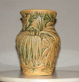 Antique Weller American Arts Crafts Pottery Vase Marvo Pattern 7 3/4 " Tall