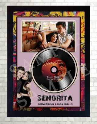 Shawn Mendes Camila Cabello Senorita Music Signed Framed Photo Lp Vinyl 2