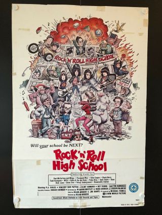 Rock " N " Roll High School Movie Poster 1979,  Canada - 27 " X 41 " Vg