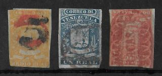 Venezuela 1859 - 1860 Completer Set Of 3 Stamps Yvert 1 - 3