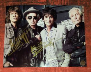 Rolling Stones 4x Signed 8x10 Photo Mick Jagger,  Keith Richards,  Ronnie Wood