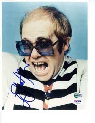 Elton John Signed Autographed 8x10 Photo Psa/dna