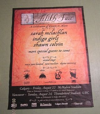 Sarah Mclachlan Indigo Girls Shawn Colvin 1997 Lilith Fair Concert Poster