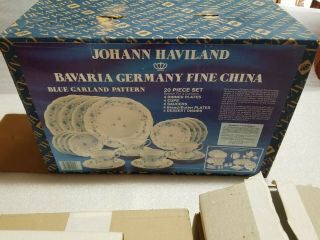 Johann Haviland Germany Fine China - Blue Garland Pattern - 20 Piece Set - Nos