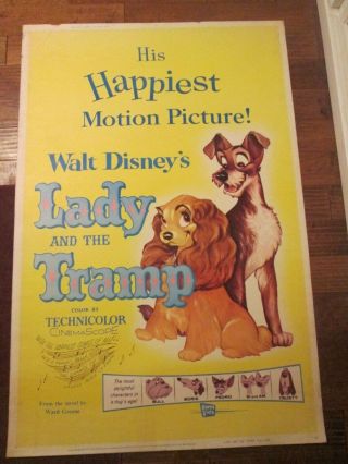 Lady And The Tramp - Rolled 40 X 60 Movie Poster - Walt Disney