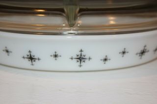 Vintage Pyrex Black Star Atomic Compass Divided Oval Casserole Dish 1.  5 Quart 2