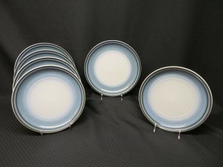 Set Of 6 Noritake Stoneware Sorcerer Blue 8620 10.  25 " Dinner Plates,  Japan