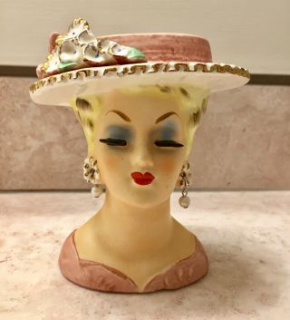 Vintage Stetson Labeled Headvase Head Vase Ceramic 1950 