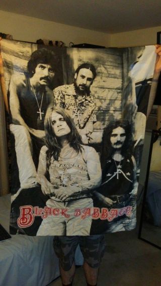 Black Sabbath - Orig.  Band Lineup Tapestry Poster Flag Rare Made In Italy Ozzy