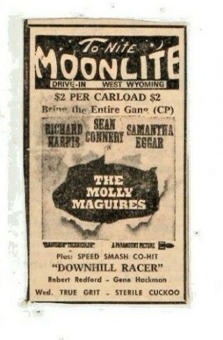 Moonlite Drive - In West Wyoming Pa - The Molly Maguires - Sunday Independent Ad