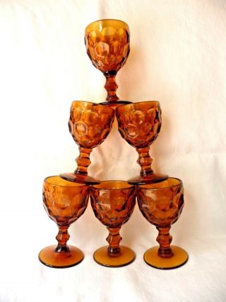 6 Goblets Glasses 4.  5 " Amber Imperial Provincial Thumbprint For Wine Or Water